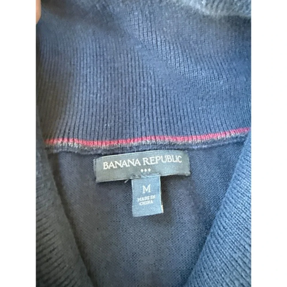 Banana Republic Sweater Mens M Blue‎ Shawl Neck Pullover Knit Preppy Classic